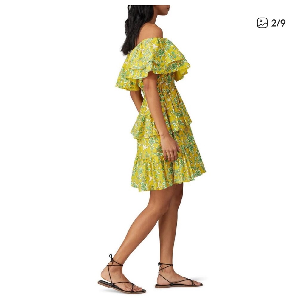RHODE Dotty Dress in Yellow Floral Ruffles Size Small